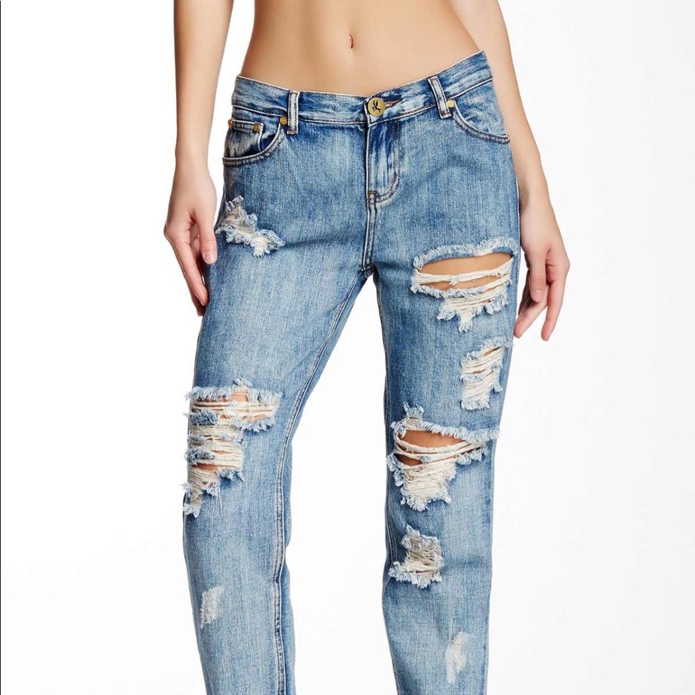 One Teaspoon Awesome Baggies Crop Boyfriend Jeans - Picture 5 of 8